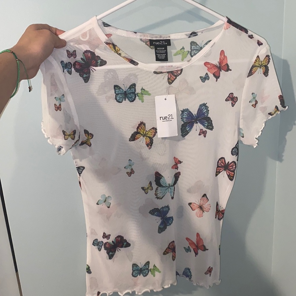 See through butterfly shirt